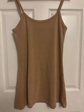 Los Angeles Apparel Tan Spaghetti Strap Slip Dress